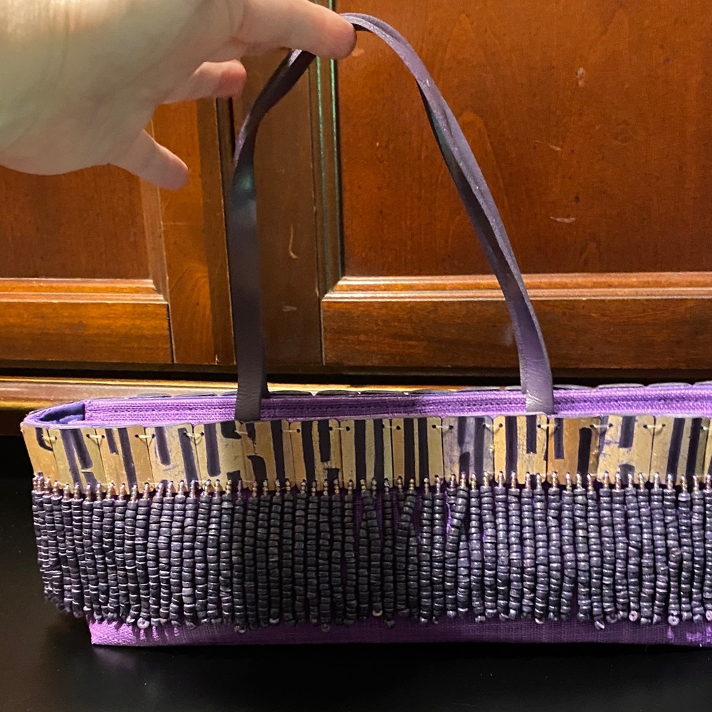 Purple Beaded Women's Bag - Picture 6 of 16